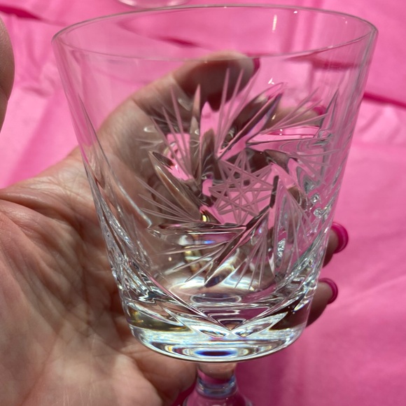 SET OF 5 EUC VTG CSOPAK BY AJKA PINWHEEL & FAN DESIGN CRYSTAL CLARET WINE GLASS - Picture 5 of 11